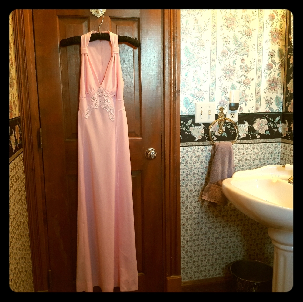 Vintage 1970's Pink Halter Dress
